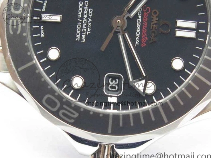 0823 Flexible Seamaster 300M SS OMF 1:1 Best Edition Black Dial Matt Black Ceramic Bezel On SS Bracelet A 8147